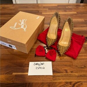 Christian Louboutin Gold Follies Spiked Heels